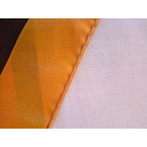 Vintage JS Germain Scarf Hand Rolled Hem 1970's Geometric Print Square Brown - Picture 3 of 8